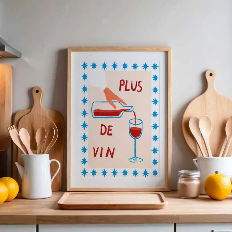 Affiche illustration vin rouge naïf
