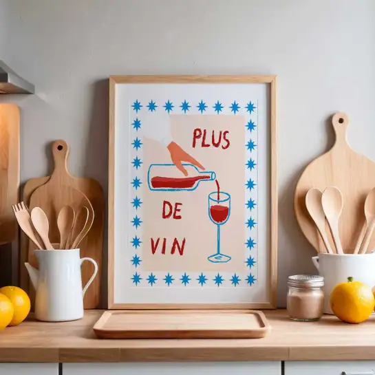 Affiche illustration vin rouge naïf