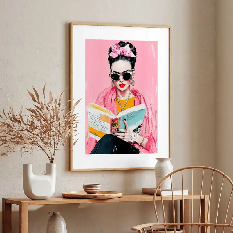Affiche portrait Frida Kahlo moderne lunettes