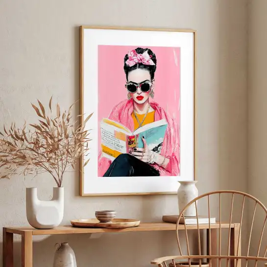 Affiche portrait Frida Kahlo moderne lunettes