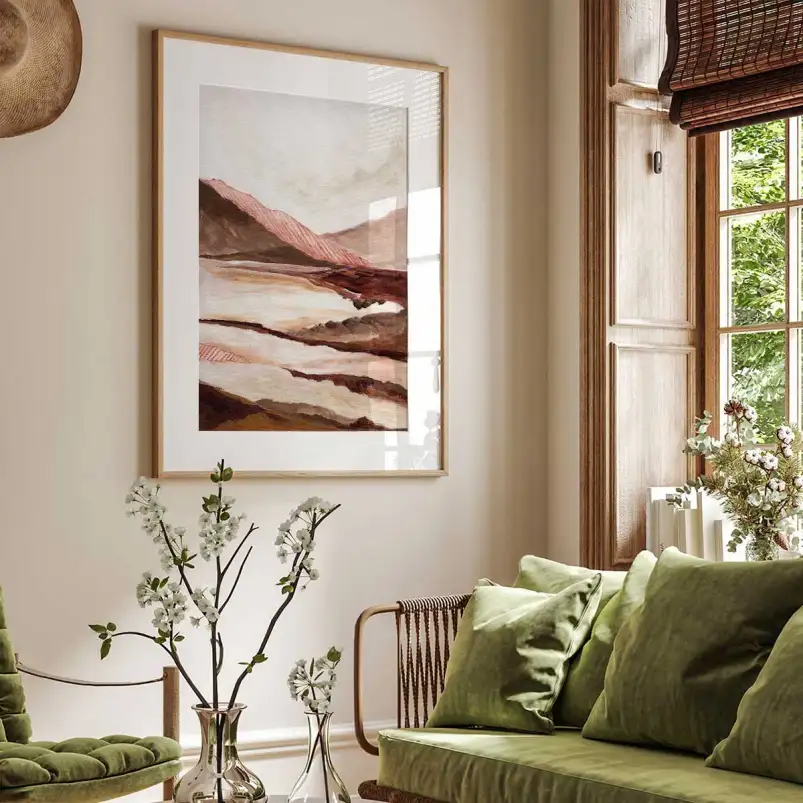 Affiche peinture paysage minéral terracotta