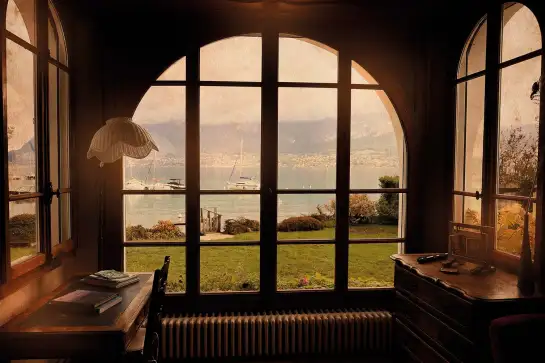 Photo vintage - Vue sur le lac