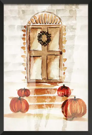 Tableau Porte d’Automne à l’Aquarelle - Décoration Murale Rustique