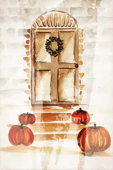 Tableau Porte d’Automne à l’Aquarelle - Décoration Murale Rustique