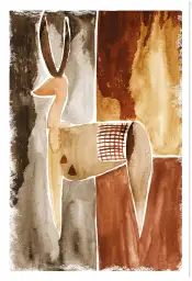 Tableau Esprit du Sahel - Aquarelle Abstraite Antilope du Désert