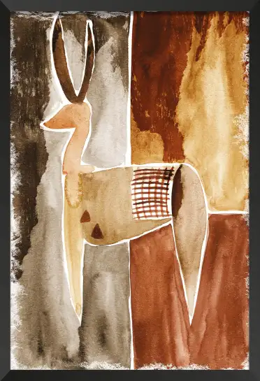 Tableau Esprit du Sahel - Aquarelle Abstraite Antilope du Désert