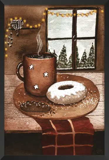 Tableau Hiver Cosy à l’Aquarelle - Ambiance Douce et Gourmande