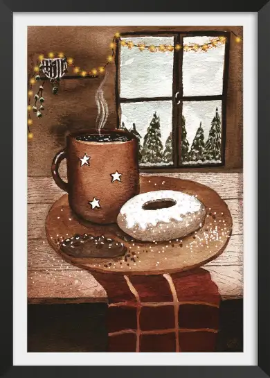 Tableau Hiver Cosy à l’Aquarelle - Ambiance Douce et Gourmande