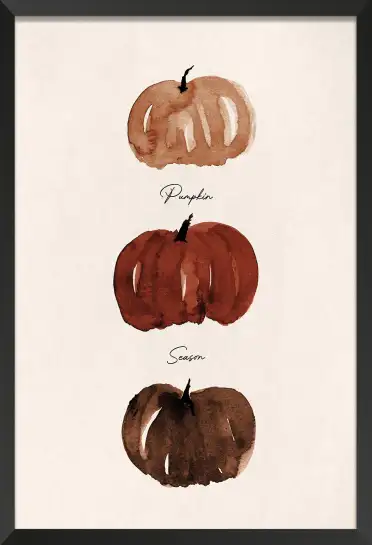 Tableau Le Temps des Citrouilles - Aquarelle Automnale Minimaliste