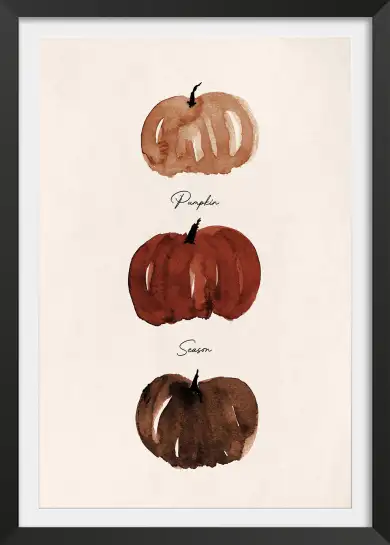 Tableau Le Temps des Citrouilles - Aquarelle Automnale Minimaliste