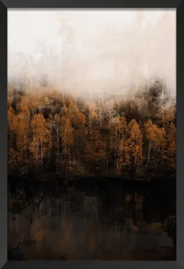 Tableau Forêt Rousse dans la Brume - Paysage d’Automne à l’Aquarelle