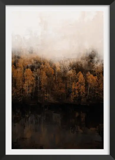 Tableau Forêt Rousse dans la Brume - Paysage d’Automne à l’Aquarelle