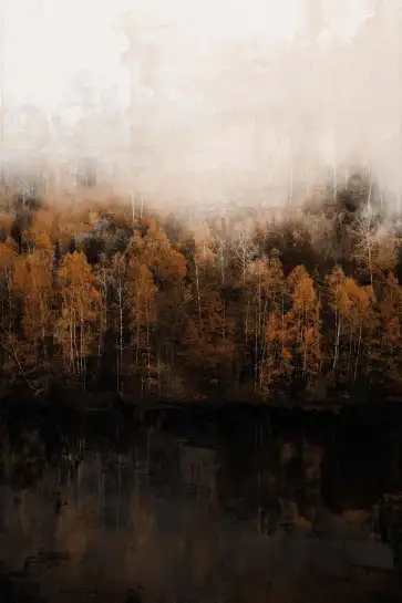 Tableau Forêt Rousse dans la Brume - Paysage d’Automne à l’Aquarelle