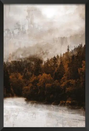Affiche Paysage d’Automne à l’Aquarelle - Sapins dans la Brume