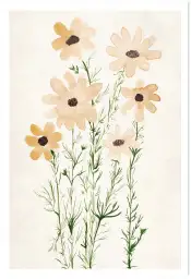 Affiche Botanique à l’Aquarelle - Fleurs Sauvages Beige et Ocre