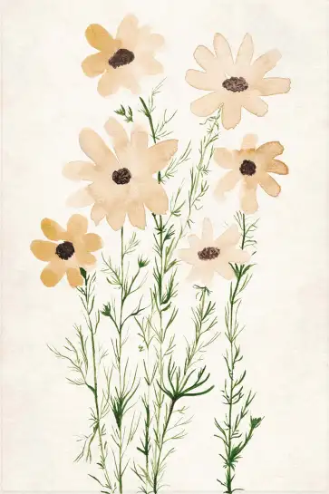 Affiche Botanique à l’Aquarelle - Fleurs Sauvages Beige et Ocre