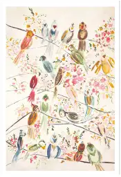 Affiche Oiseaux et Fleurs à l’Aquarelle - Décoration Murale Colorée