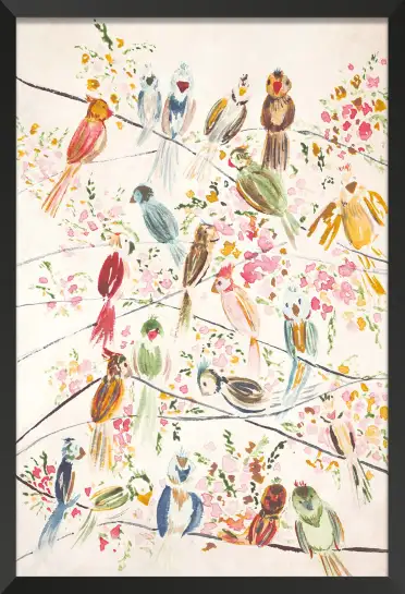 Affiche Oiseaux et Fleurs à l’Aquarelle - Décoration Murale Colorée