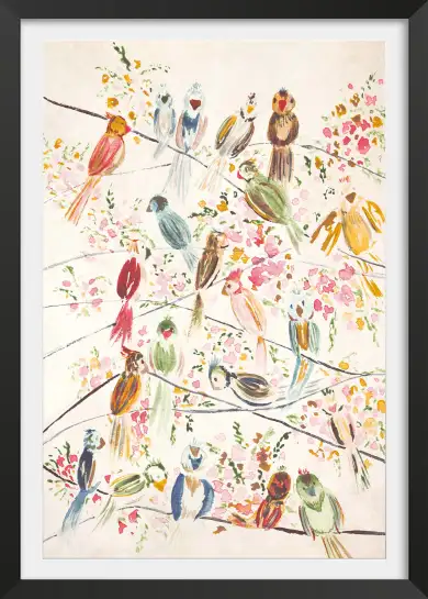 Affiche Oiseaux et Fleurs à l’Aquarelle - Décoration Murale Colorée