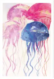 Affiche Marine à l’Aquarelle - Ballet des Méduses Rose et Bleu