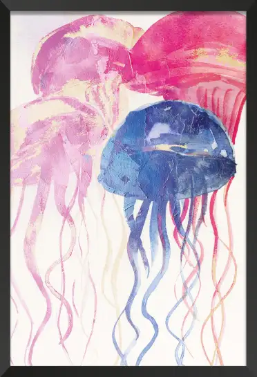 Affiche Marine à l’Aquarelle - Ballet des Méduses Rose et Bleu
