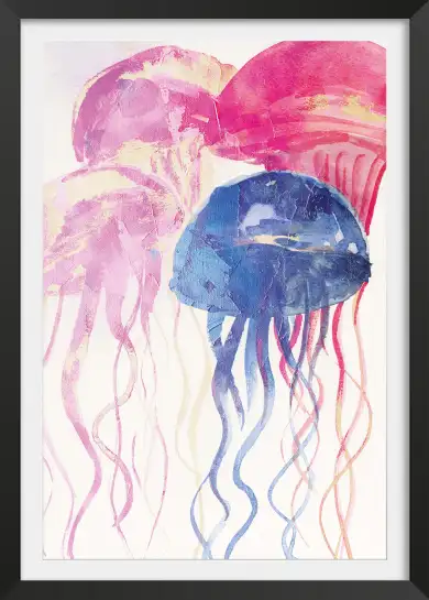 Affiche Marine à l’Aquarelle - Ballet des Méduses Rose et Bleu