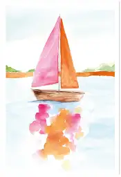 Affiche voilier aquarelle - Peinture bateau et voiles
