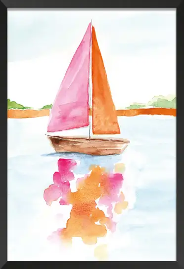 Affiche voilier aquarelle - Peinture bateau et voiles