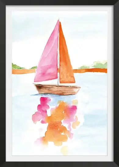 Affiche voilier aquarelle - Peinture bateau et voiles