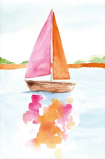 Affiche voilier aquarelle - Peinture bateau et voiles