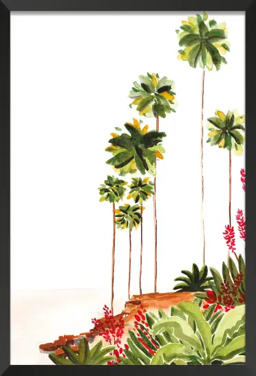 Affiche palmiers aquarelle -Décoration paysage tropical