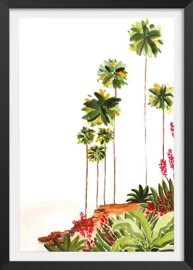 Affiche palmiers aquarelle -Décoration paysage tropical