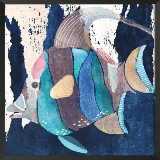 Affiche poisson exotique -Illustration marine bleue
