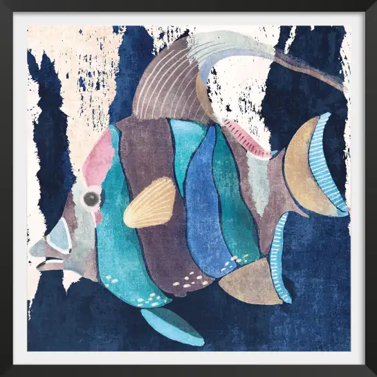 Affiche poisson exotique -Illustration marine bleue