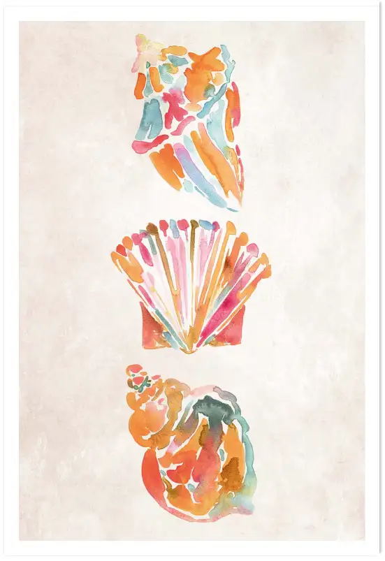 Affiche coquillages aquarelle - Décoration thème marin