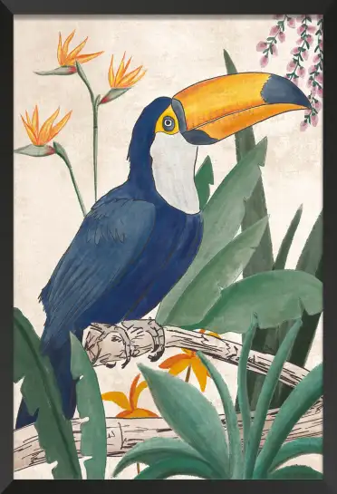 Affiche toucan tropical -Aquarelle oiseau et jungle