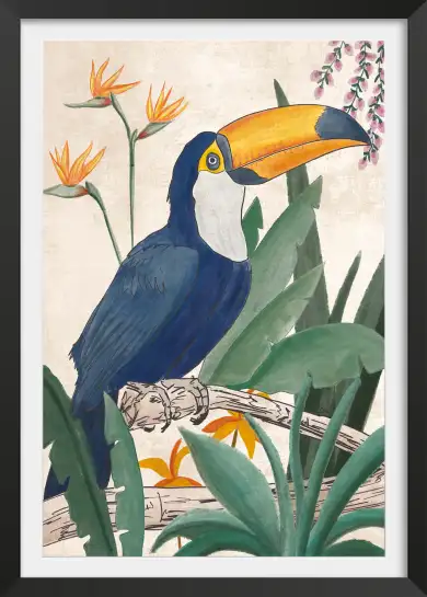 Affiche toucan tropical -Aquarelle oiseau et jungle