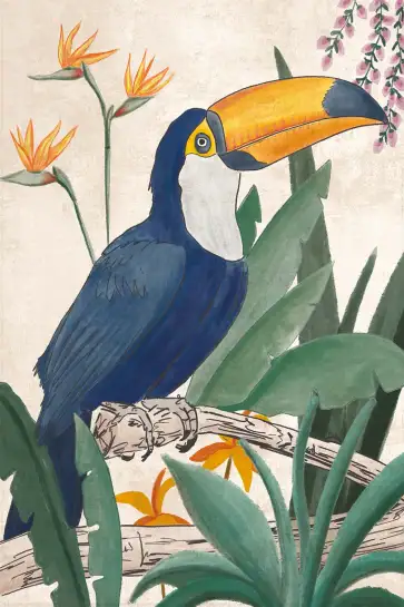 Affiche toucan tropical -Aquarelle oiseau et jungle