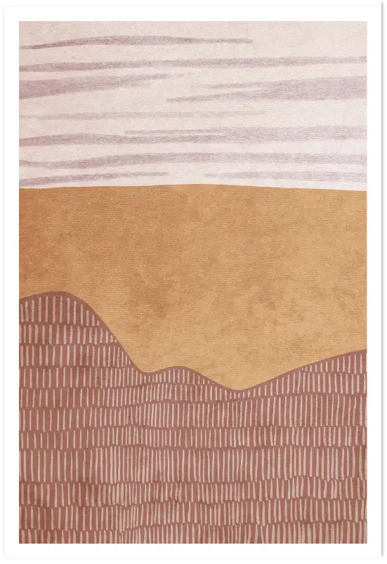 Affiche paysage abstrait -Illustration beige terracotta