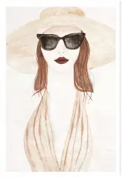 Affiche femme chapeau -Illustration mode et été chic