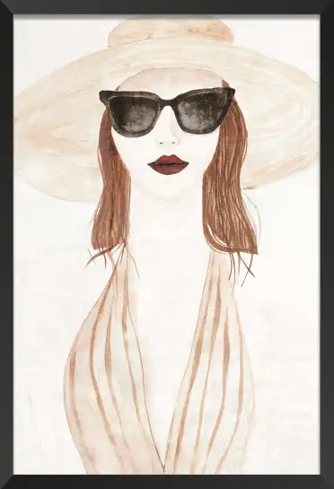 Affiche femme chapeau -Illustration mode et été chic