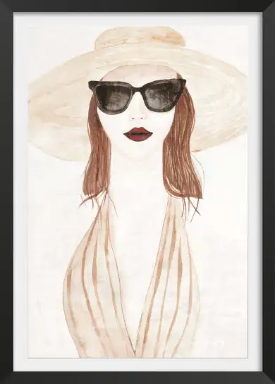 Affiche femme chapeau -Illustration mode et été chic