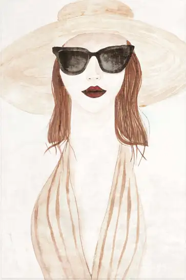 Affiche femme chapeau -Illustration mode et été chic