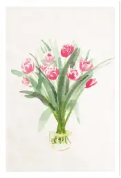 Affiche bouquet de tulipes - peinture fleurs aquarelle
