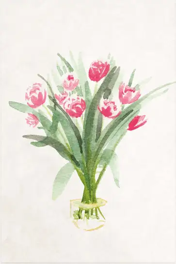 Affiche bouquet de tulipes - peinture fleurs aquarelle