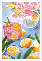 Affiche cocktail estival - peinture citrons et fleurs