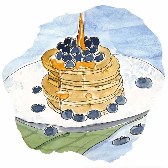 Affiche pancakes myrtilles - aquarelle gourmande cuisine
