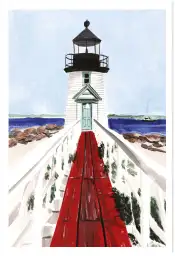 Affiche phare et ponton - aquarelle paysage bord de mer
