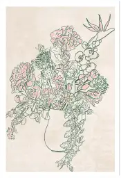 Affiche bouquet minimaliste - illustration fleurs vases