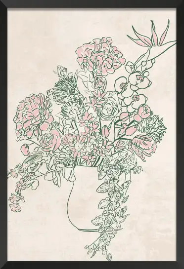 Affiche bouquet minimaliste - illustration fleurs vases